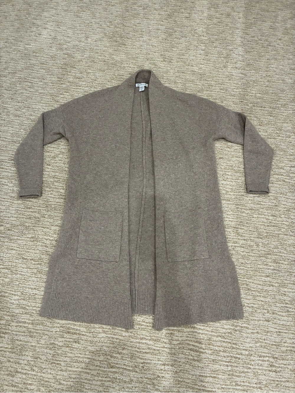 Athleta Taupe Open-Front Knit Cardigan Size XS